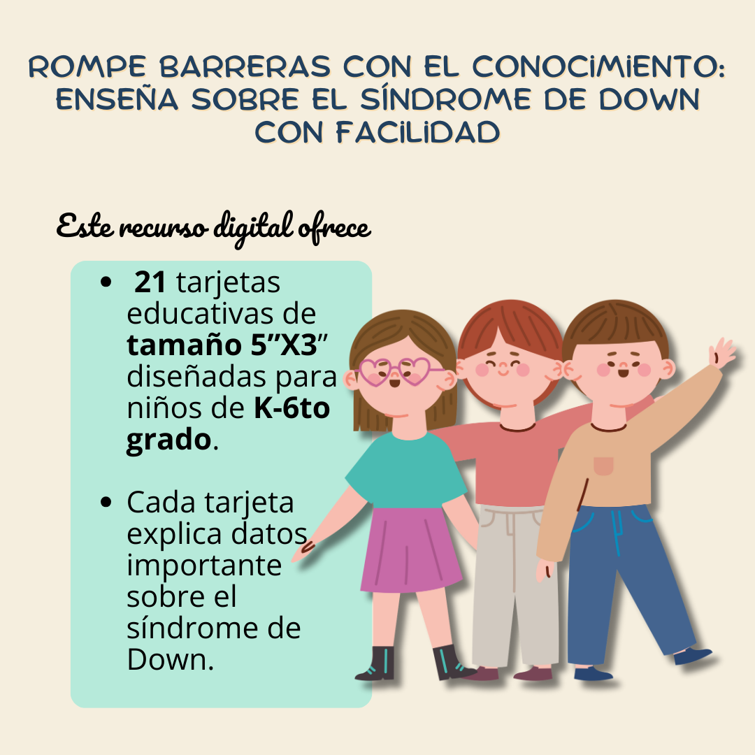 21 Tarjetas sobre el síndrome de Down K-6to
